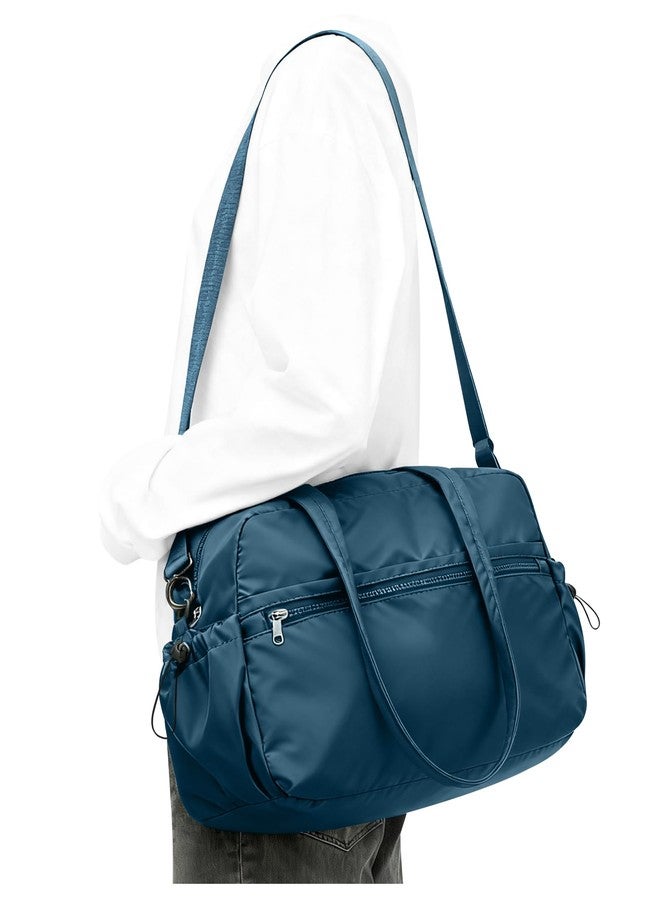 BJLFS Travel Gym Duffel Bag for Women, Small Weekender Bags for Men with Trolley Sleeve for Airplane, Waterproof Carry on Bag Sport Tote Bags Hospital Holdalls, Peacock Blue - Image 1